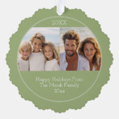 Modern Minimal Sage Green - Kerst 3 Foto Ornament Kaart (Achterkant)