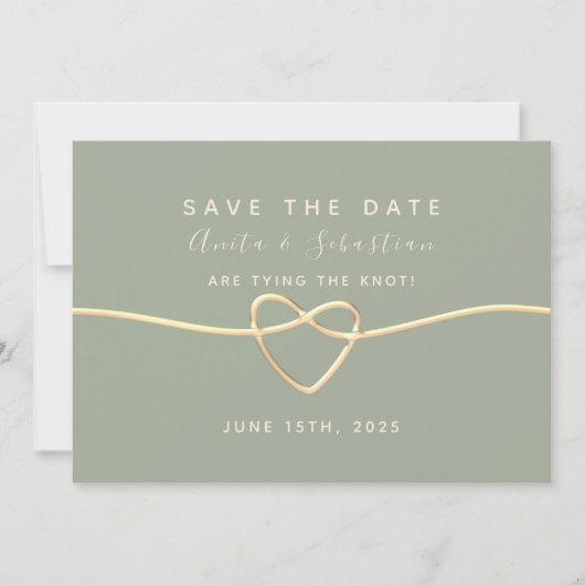 Modern minimal Sage Green Wedding Save The Date (Voorkant)