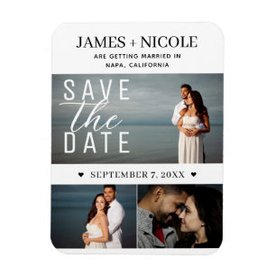 Modern Minimal Save the Date Wedding 3 foto's Magneet