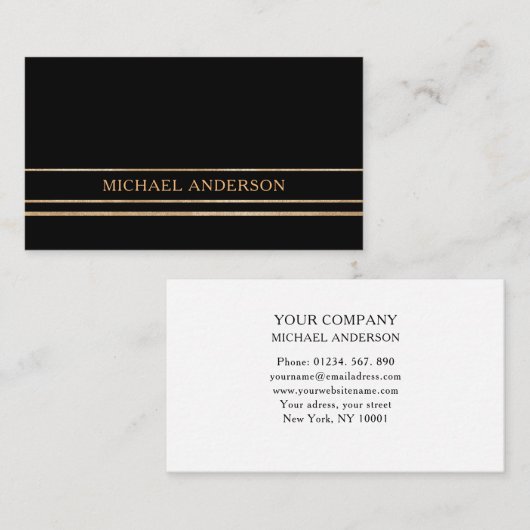 Modern Minimal Schwarz Gold Visitekaartje (Voorkant / Achterkant)