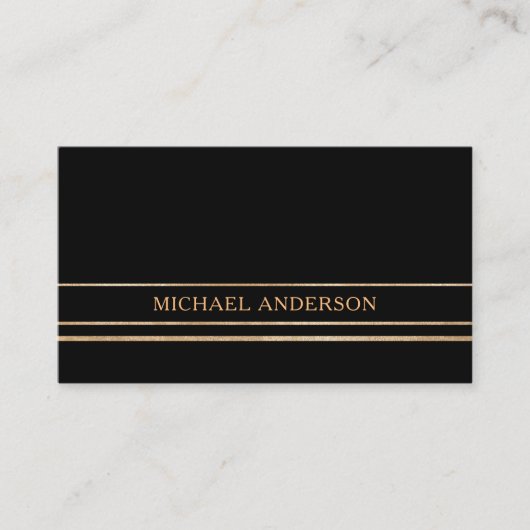 Modern Minimal Schwarz Gold Visitekaartje (Voorkant)
