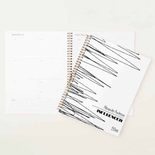 Modern Minimal Scribble Zwart-wit Abstract Planner (Display)