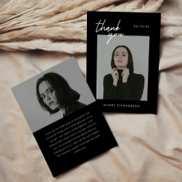 Modern Minimal Script 2-Photo Graduation Party Bedankkaart