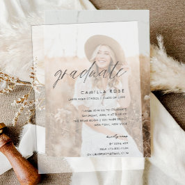 Modern Minimal Script-Afstuderen partij Vellum Uitnodigingen