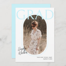 Modern Minimal Script Aqua Photo Graduation Party