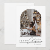 Modern Minimal Script Arch Familie Foto Kerstmis Feestdagenkaart (Voorkant / Achterkant)