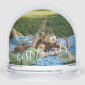 Modern Minimal Script Best friends 2 Photo Sneeuwbol (Achterkant)