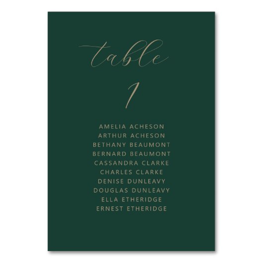 Modern Minimal Script Donkergroen Gouden Huwelijk Kaart (Achterkant)