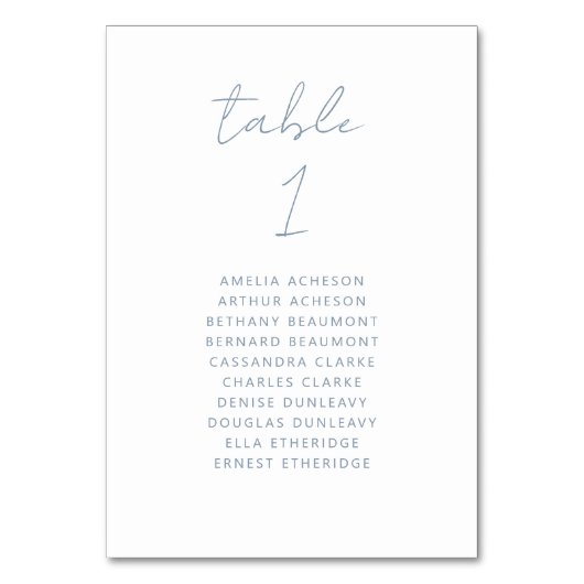 Modern Minimal Script Dusty Blue Wedding Kaart (Voorkant)