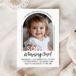 Modern Minimal Script Eenvoudige verjaardagsfoto Kaart