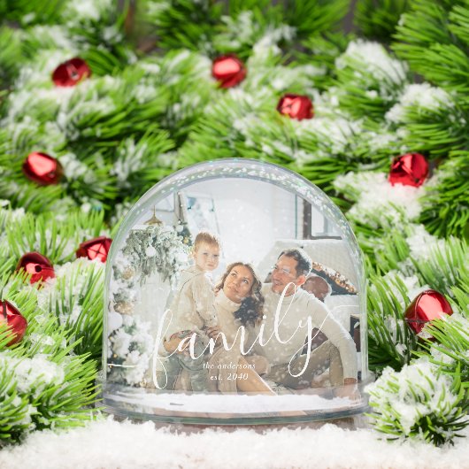 Modern Minimal Script Family 2 Photo Sneeuwbol (Kerstmis)