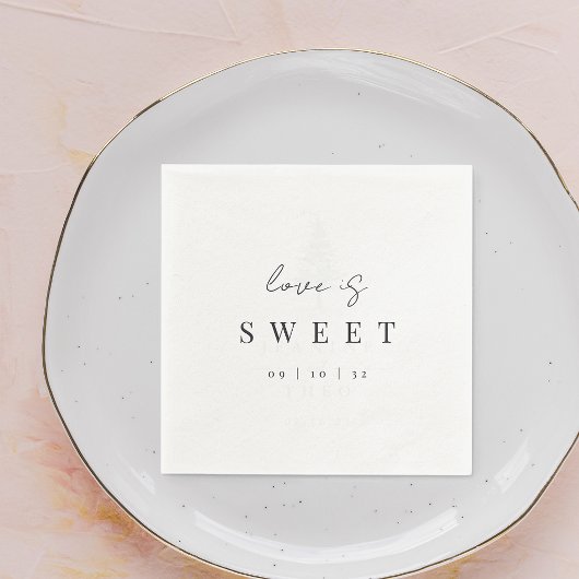 Modern Minimal Script Love is Sweet Wedding Servet