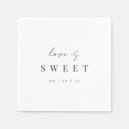 Modern Minimal Script Love is Sweet Wedding Servet (Voorkant)