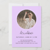Modern Minimal Script Mauve Photo Graduation Party Kaart (Achterkant)