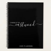 Modern Minimal Script Monogram Black Planner 2025 (Voorkant)