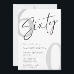Modern Minimal Script Sixty 60th Birthday Party Kaart<br><div class="desc">Modern Script Sixty Birthday Celebration design with elegant calligraphy and a minimalist layout. Perfect for a stylish 60th birthday celebration,  this clean and timeless typography style creates a sophisticated and memorable event announcement.</div>
