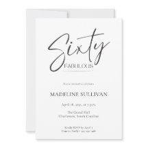 Modern Minimal Script Sixty 60th Birthday Party