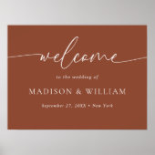 Modern Minimal Script Terracotta Wedding Welkom Poster (Voorkant)