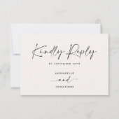 Modern Minimal Script Trouw-RSVP met Stripe abc Notitiekaartje (Voorkant)