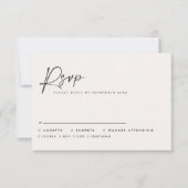 Modern Minimal Script Wedding RSVP with Stripe abc Notitiekaartje (Voorkant)