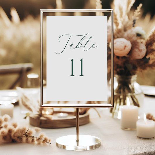 Modern Minimal Script Wedding Table Number Card Kaart