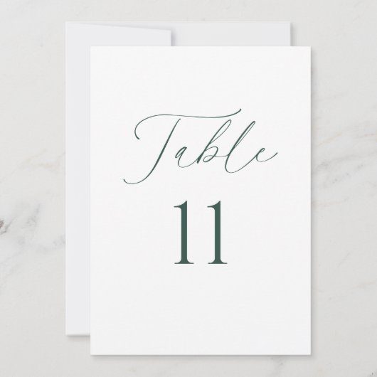 Modern Minimal Script Wedding Table Number Card Kaart (Achterkant)