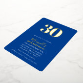 MODERN MINIMAL simpele 30ste verjaardag blauw Folie Uitnodiging (Gedraaid)