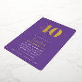 MODERN MINIMAL simpele 30ste verjaardag paars Folie Uitnodiging (Gedraaid)