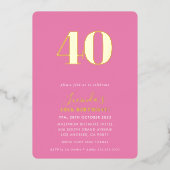 MODERN MINIMAL simpele 30ste verjaardag roze Folie Uitnodiging (Voorkant)