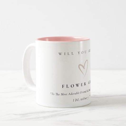 Modern Minimal Simple Blush Heart Bloemenmeisje Gi Tweekleurige Koffiemok (Voorkant links)