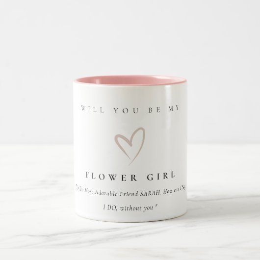 Modern Minimal Simple Blush Heart Bloemenmeisje Gi Tweekleurige Koffiemok (Center)