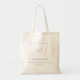 Modern Minimal Simple Blush Heart Bruidsmeisje Gif Tote Bag