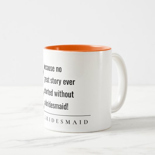Modern Minimal Simple Bold Classy bruidsmeisje cad Tweekleurige Koffiemok (Voorkant rechts)