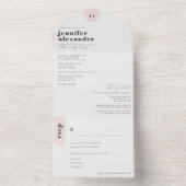 Modern Minimal Simple Dusty Roos bruiloft All In One Uitnodiging (Binnen)
