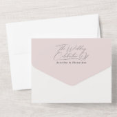 Modern Minimal Simple Dusty Roos bruiloft All In One Uitnodiging (Achterkant)