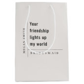 Modern Minimal Simple Friendship Bruidsmeisje Gift Medium Cadeauzakje (Voorkant)
