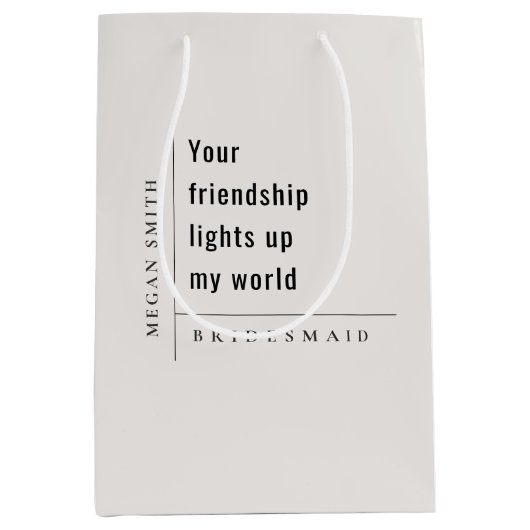 Modern Minimal Simple Friendship Bruidsmeisje Gift Medium Cadeauzakje (Voorkant)