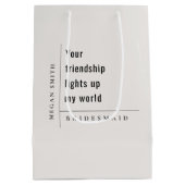 Modern Minimal Simple Friendship Bruidsmeisje Gift Medium Cadeauzakje (Achterkant)