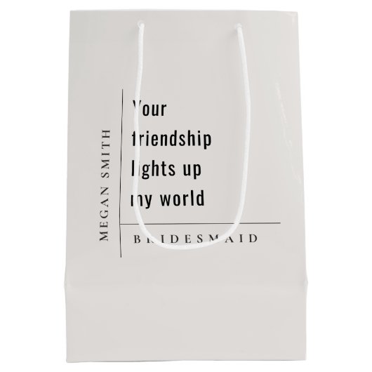 Modern Minimal Simple Friendship Bruidsmeisje Gift Medium Cadeauzakje (Achterkant)