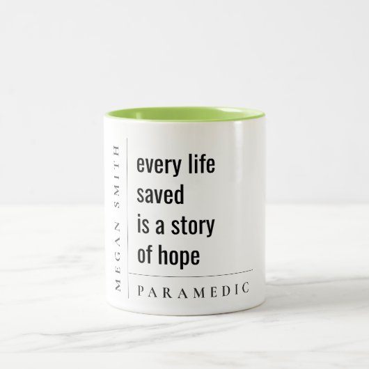 Modern Minimal Simple Motivatie Paramedic Gift Tweekleurige Koffiemok (Center)