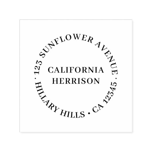 Modern Minimal | Simple Round Return Address Zelfinktende Stempel (Design)
