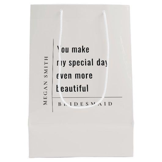 Modern Minimal Simple Special Bridesmaid Gift Medium Cadeauzakje (Achterkant)