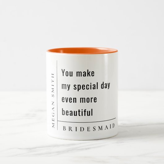 Modern Minimal Simple Special Bridesmaid Gift Tweekleurige Koffiemok (Center)