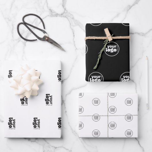 Modern Minimal Simple Uw Logo Hier Inpakpapier Vel (Voorkant)