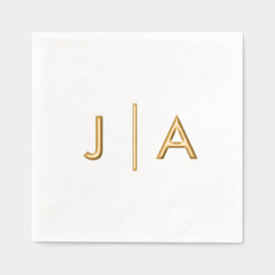 Modern Minimal Simple Wedding Monogram Folie Servetten