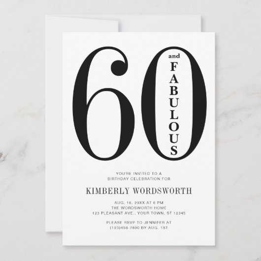 Modern Minimal Sixty and Fabulous 60th Birthday  Kaart (Voorkant)