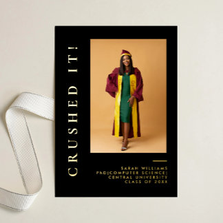 Modern Minimal Sleek Classic Grad Announcement Folie Feestdagenkaart