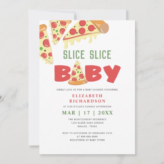 Modern Minimal Slice Baby Pizza Baby shower Kaart (Voorkant)