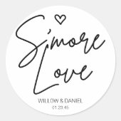 Modern Minimal S'More Love Wedding Favoriet Ronde Sticker (Voorkant)