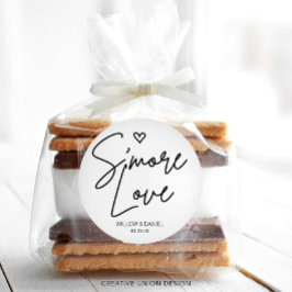 Modern Minimal S'More Love Wedding Favoriet Ronde Sticker